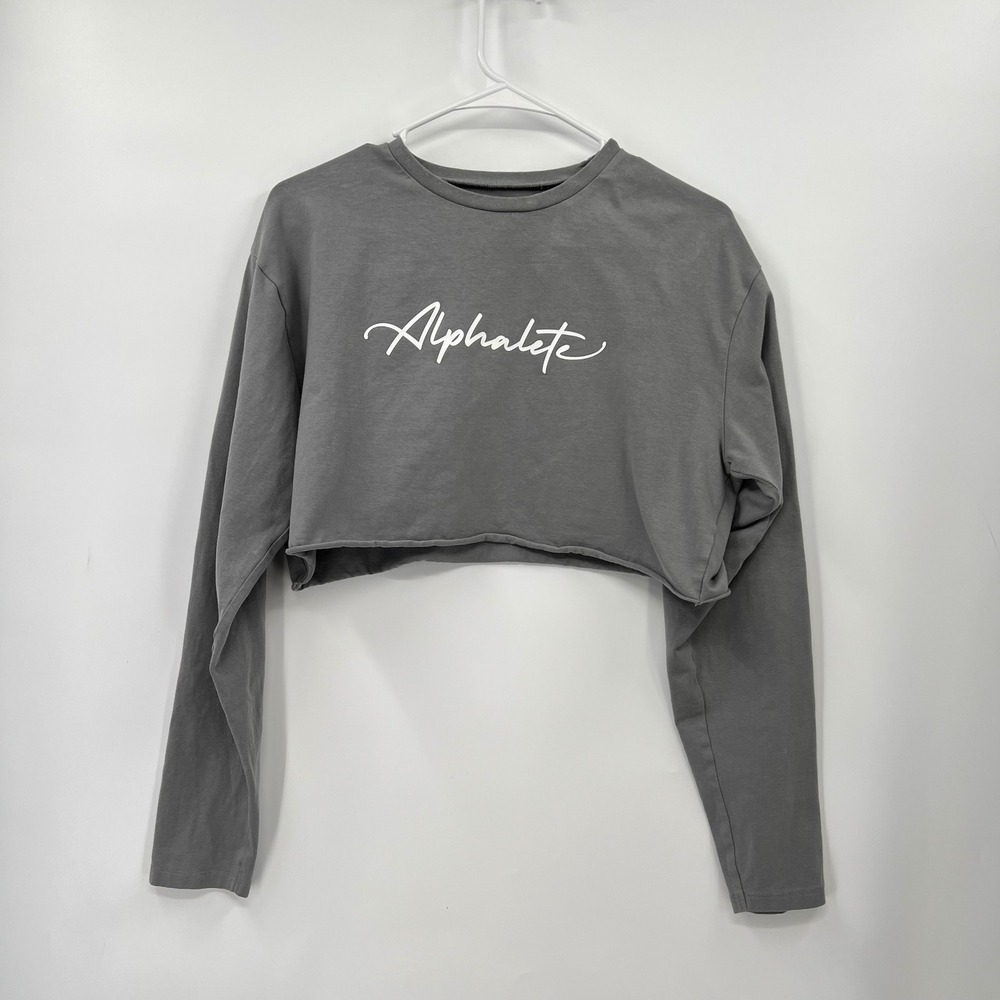 Alphalete Cropped‎ Long Sleeve Sweatshirt Women's Size M Gray